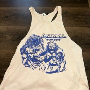 Yeah, I Work Out Tank Top in Cream and Blue